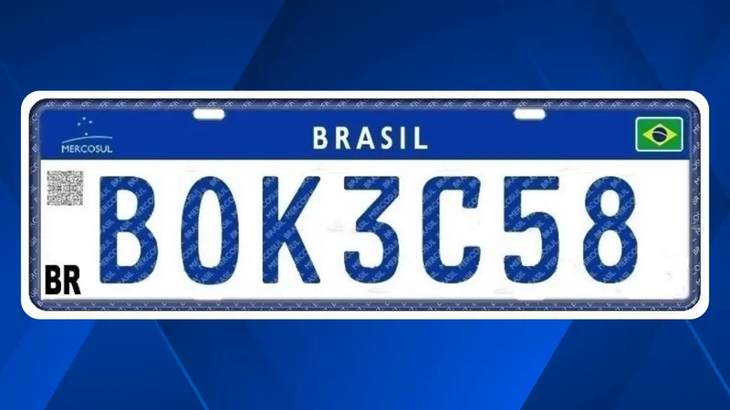Placa Mercosul oficial, com letras azuis